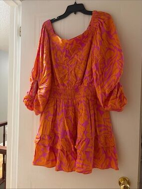 Sugarlips Orange and Pink Floral Print Mini Dress